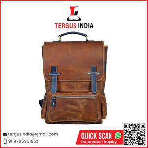 Custom Business Travel Genuine <b>Leather</b> <b>Backpack</b> Available At Competitive Price From India - Product Image 2