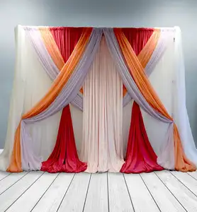 Tubo de triple capa y cortina para ducha de novia, kit de soporte de fondo de escenario portátil para recepción, accesorios para fotomatón de boda