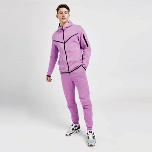 Survêtement Homme Personnalisé à Fermeture Éclair Intégrale, Couleur Rose, Poids Lourd, Séchage Rapide, Respirant, Manches Longues, Pantalon de Sport avec Poche et Cordon de Serrage, Printemps - Product Image 2