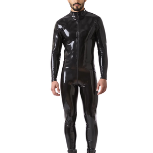 Traje Zentai de Vinilo PU Negro Brillante, Traje Ajustado de Cuerpo Entero, Manga Larga, Disfraz para Fiesta, Cosplay - Product Image 4