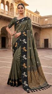 Nuevo Sari Festivo de Seda Suave con Bordados Pequeños en Toda la Prenda, Pallu Rico con Doble Bordado en Zari - Product Image 6