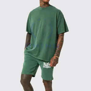 Alta calidad transpirable 100% algodón para hombre conjunto doble cómodo verano gimnasio entrenamiento camiseta pantalones cortos conjunto 2024 última ropa Casual - Product Image 1