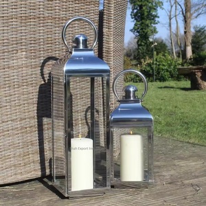 Linterna de vela de acero y vidrio de calidad Superior hecha a mano para el hogar y Navidad linterna de plata decorativa con mango de cuerda - Product Image 4