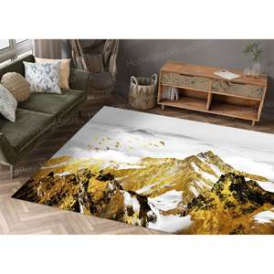 Alfombra Estampada de las Montañas Doradas: Apta para Mascotas, Lavable a Máquina, Interior, Regalo, Alfombra de Tapiz - Product Image 1