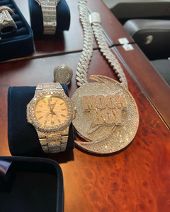 Colgante de Plata de Ley 925 hecho a mano con diseño personalizable de Hip Hop con diamantes redondos y piedras CZ con certificación IGI - Product Image 5