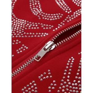 <b>Manufacturer</b> Custom Cotton Blended Vintage Hoodies Plus Size Men's Rhinestone Hoodies Zip Rhinestone Hoodies - Product Image 5