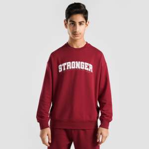 เสื้อสเวตเชิ้ต Stronger (สีแดงเลือดหมู) ผ้าฝ้าย 100% เฟรนช์เทอร์รี่ ซิปหน้า ไซส์ XS ปักลาย 3 มิติ สตรีทแวร์ ฮู้ดดี้ พิมพ์ลายซิลค์สกรีน - Product Image 2