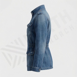 Veste en jean décontractée personnalisée pour hommes, grandes tailles, 100% coton, option logo sur le devant, respirante, veste d'hiver - Product Image 3