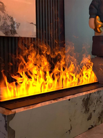 Cheminée 3D atomisée personnalisée encastrée pour salon, décoration intelligente en acier inoxydable, humidificateur à flamme simulée, version anglaise, économe en énergie