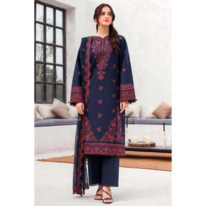 Women's Spring/Summer Elegant Breathable Embroidered 3PC Lawn Set with <b>Chiffon</b> Dupatta and <b>Trousers</b>-JAZMIN/BIC-4611 - Product Image 1