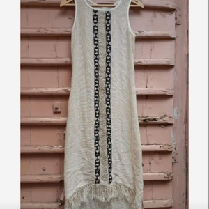 Robe bohème asymétrique Maxi sans manches pour femme cousue à la main avec taille élastique modeste douce mignonne pour le printemps - Product Image 1