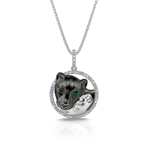 Collar con Colgante de Plata de Ley con Diseño de Pantera Madre e Hija de Jeulia Huddle - Product Image 1