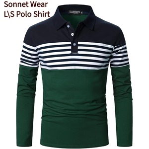 Y \ D Polo de manga larga de alta calidad para hombre 100% algodón - Product Image 1