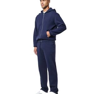Mens Streetwear Hooded Acid Wash Solid Tracksuit Set Casual <b>Leisurewear</b> with Custom Logo Contrast Piping Accents 100% Polyester - Product Image 1