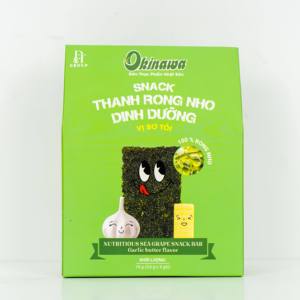 Aperitivo saludable de 18g, barra de uva de mar con sabor a mantequilla de ajo y algas marinas, 1 año de vida útil, empaquetado en 1 bolsa - Product Image 2