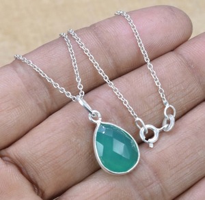 Piedra preciosa de ónix verde, accesorios para mujer, regalo de boda perfecto, colgante de Plata de Ley 925 con colgante estampado 925, joyería - Product Image 5