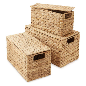 Boîte en jacinthe d'eau, conteneur de rangement, accessoire, conteneurs tressés à la main, boîtes à bas prix - Product Image 4