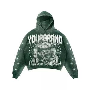 Venta al por mayor de los hombres de invierno ácido lavado chándales de alta calidad personalizado de gran tamaño de piedra de cremallera completa 100% algodón polar Streetwear - Product Image 2