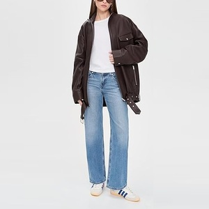 Nueva llegada: Jeans desgastados de color azul claro con efecto blanqueado personalizado para mujer, pantalones holgados de pierna recta, hechos en Bangladesh. - Product Image 6