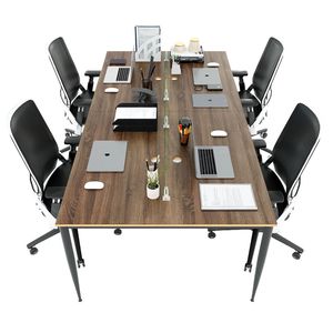 Mesa de Salón de 4 Plazas, 240x120cm, Madera Contrachapada con Revestimiento de Melamina, Diseño Minimalista, Patas Cónicas II, HBCN015 - Product Image 1