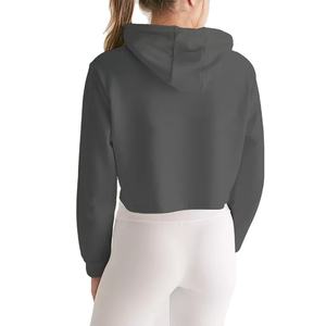 Top corto con capucha de manga larga de poliéster ecológico para mujer con estampado de logotipo personalizado en la parte delantera - Product Image 5