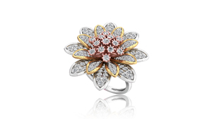 Ensemble de bagues de collier de tournesol en or rose blanc diamants naturels cultivés en laboratoire bijoux en argent pour mariages avec cadeau de Moissanite - Product Image 6