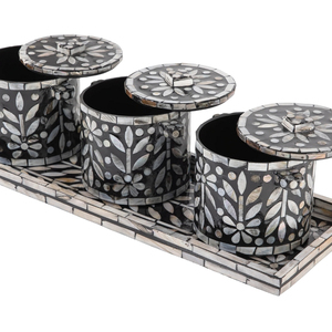 Ensemble de luxe de 3 boîtes à dattes en nacre avec plateau pour servir et décorer, vente en gros du Vietnam - Product Image 2