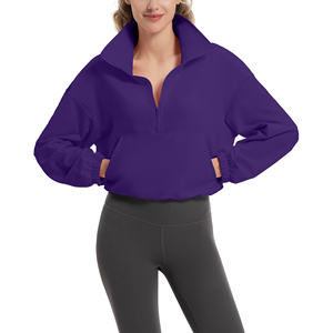 Sudadera Deportiva de Manga Larga con Cuello Alto y Media Cremallera para Mujer, sin Capucha, Estilo Minimalista, para Actividades al Aire Libre - Product Image 3