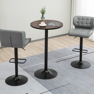 Table basse ronde moderne et écologique avec cadre en acier vieilli, brun noir, pour la maison, la cuisine, la salle à manger et le bar à domicile - Product Image 2