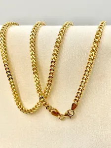 Collar de cadena Franco amarillo auténtico de oro macizo de 18K sin collar de cadena de diamantes para joyería de moda unisex - Product Image 5