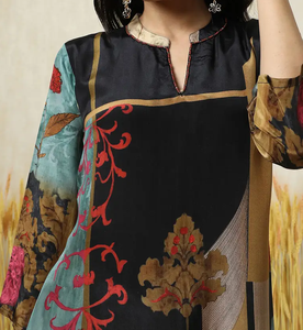 เสื้อผ้าอินเดียและปากีสถานหลากสีทรงตรงพร้อมกางเกงพาลาซโซสีเบจและดีไซน์เนอร์ชุดพิมพ์ลายดอกไม้ - Product Image 4