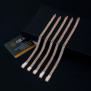 Bracciale Miami Cuban Link 6mm Placcato Oro Rosa 18k Argento <span class=keywords><strong>925</strong></span> <span class=keywords><strong>Uomo</strong></span> Donna con Pavé VVS1 Moissanite Gioielli Hip Hop di Lusso - Product Image 2