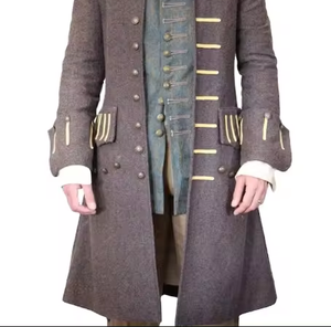 Clients d'automne grande taille 100% manteaux de laine à manches longues robe traditionnelle du 18ème siècle en gris pour les scènes en plein air - Product Image 4