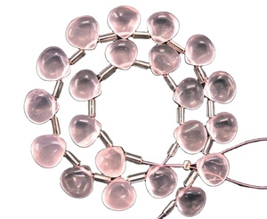 Alta calidad 21 Cuentas rosas lisas en forma de corazón 1 hebra de piedras preciosas de cuarzo rosa Natural para la fabricación de joyas - Product Image 1