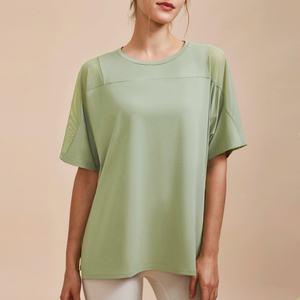 Women's Sports Fitness Clothing Summer <b>Mesh</b> Splicing <b>Long</b>-<b>Sleeved</b> and Short-<b>Sleeved</b> OEM ODM Yoga T-Shirt - Product Image 2