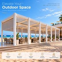 Système d'extension de terrasse commercial avec pergola à lames en aluminium automatiques pour hôtels, cafés et espaces de restauration en plein air
