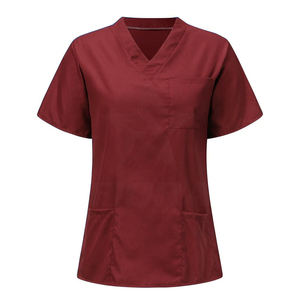 Haut de gommage médical unisexe à col en V extensible à 3 poches et 3 poches OEM ensemble d'uniformes d'hôpital pour médecins et infirmières vente en gros - Product Image 3