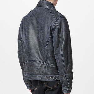 Blouson universitaire à manches en cuir véritable personnalisé 100% pour hommes écusson de broderie en chenille logo Streetwear bombardier style letterman - Product Image 2