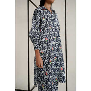 ชุดเซ็ตปักลายสีน้ำเงินสำหรับผู้หญิง ชุดลำลอง 2 ชิ้น ไซส์ XS/XS สไตล์หรูหราสำหรับใส่ทำงาน - Product Image 6