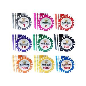 ชิปโป๊กเกอร์ดินเผา14gm คุณภาพระดับคาสิโนพร้อมโคลเวอร์และโลโก้ที่กำหนดเองสำหรับการสะสมและถาดรวมอยู่ด้วย - Product Image 2