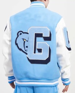 Parche bordado personalizado para hombre, chaquetas universitarias, manga de cuero, cuerpo de lana, logotipo personalizado, chaqueta universitaria de béisbol para hombre - Product Image 5