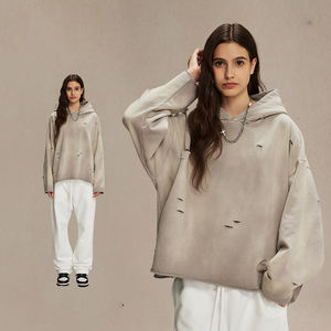 Ropa de calle Sudadera con capucha Fabricante personalizado 450 gramos Mezcla de algodón Mono lavado Sudaderas con capucha para hombres y mujeres - Product Image 2