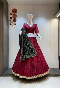 ชุดชานียาโชลีแบบดั้งเดิมทำมือจาก Laxmi Lifestyle ผ้าเรยอนคอตตอนแท้รับรองคุณภาพ 12 เมตร ทรงบาน ระบายความชื้นได้ดี สำหรับผู้หญิง - Product Image 6