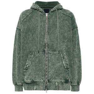 2025 nueva venta al por mayor ODM hombres logotipo personalizado FrenchTerry 100% algodón Unisex Sudadera con capucha Vintage Oversize Zip transpirable Snow Wash - Product Image 1