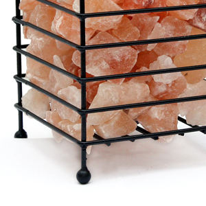 Natural Rock Salt <b>Table</b> <b>Lamp</b> with Long Shape Bowl Iron Basket Health Care and Fire Protection Home Decorative Natural Crafts - Product Image 3