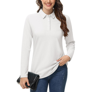 Polo de Golf transpirable para mujer, camisetas de algodón ligero de talla grande que absorbe la humedad, camiseta de manga larga, Polo de 3 botones de secado rápido - Product Image 1
