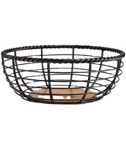 Panier de rangement classique pour la maison hôtel Restaurant panier noir et marron couleur Unique Antique métal et bois fruits panier de légumes - Product Image 1