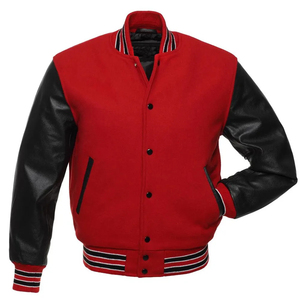 Diseño personalizado al por mayor 100% negro lana Varsity bombardero manga de cuero chaqueta de invierno de béisbol - Product Image 4