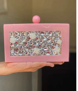 Pochette de soirée ornée de résine avec bandoulière chaîne et fermeture magnétique - Product Image 2