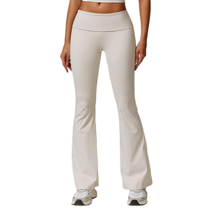 Pantalones de Yoga de cintura alta, pantalones acampanados de pierna ancha ajustados informales, pantalones exteriores deportivos y de fitness - Product Image 1